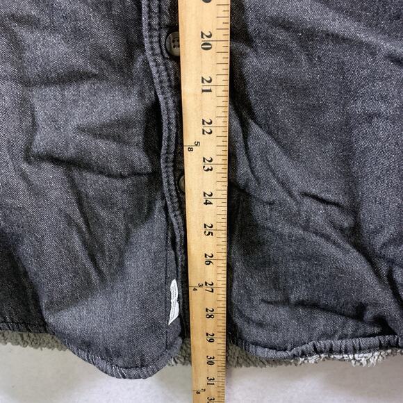 Wrangler Men Sherpa Lined Shacket Sz L Charcoal Gray Workwear Utility Streetwear - Picture 9 of 13